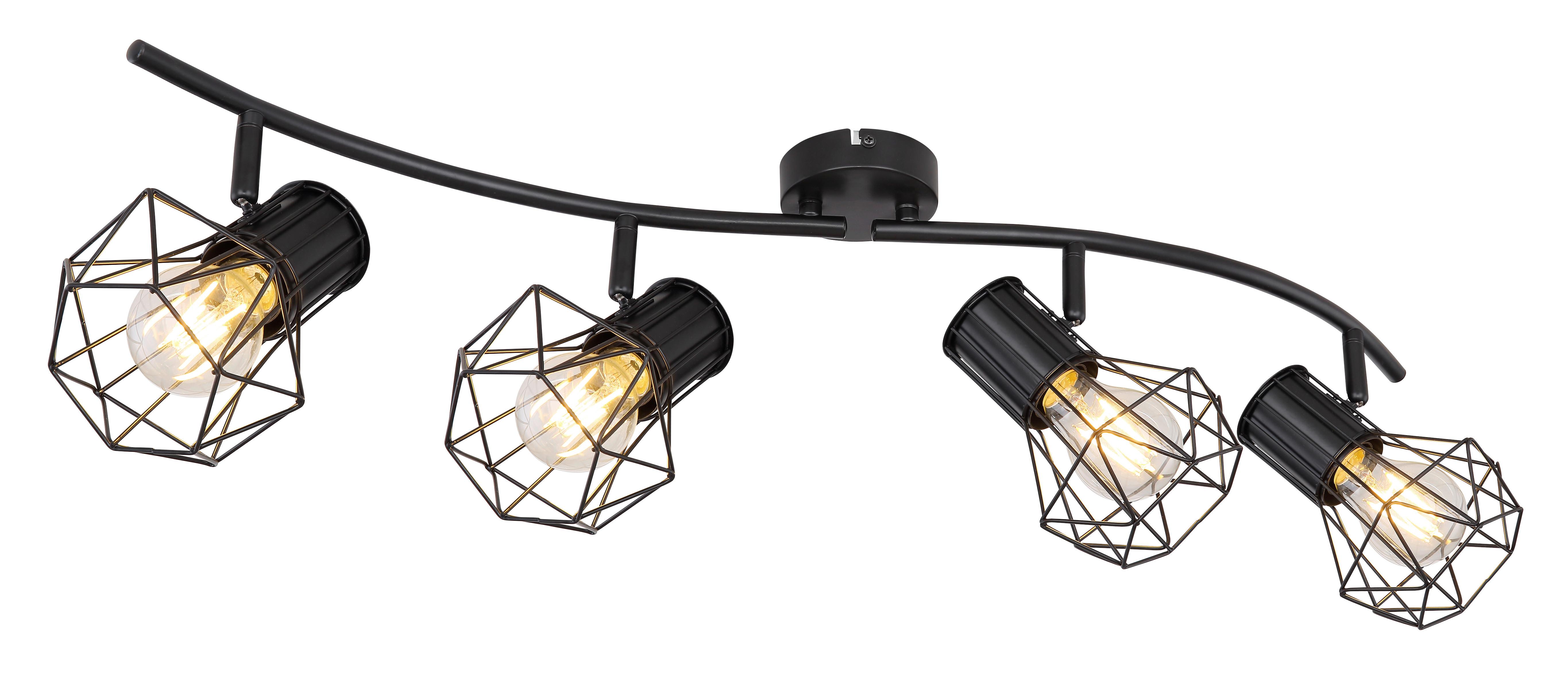 Strahler Antonia 4-Flammig L: 80 cm - Schwarz, MODERN, Metall (80/22,5/19cm) - Luca Bessoni