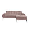 Ecksofa mit USB Anschluss Sano, Rosa, S: 258x180 cm - Schwarz/Rosa, MODERN, Textil (258/180cm) - Livetastic