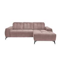 Ecksofa Mit Usb Anschluss Sano, Rosa, S: 258x180 Cm - Schwarz/Rosa, MODERN, Textil (258/180cm) - Livetastic