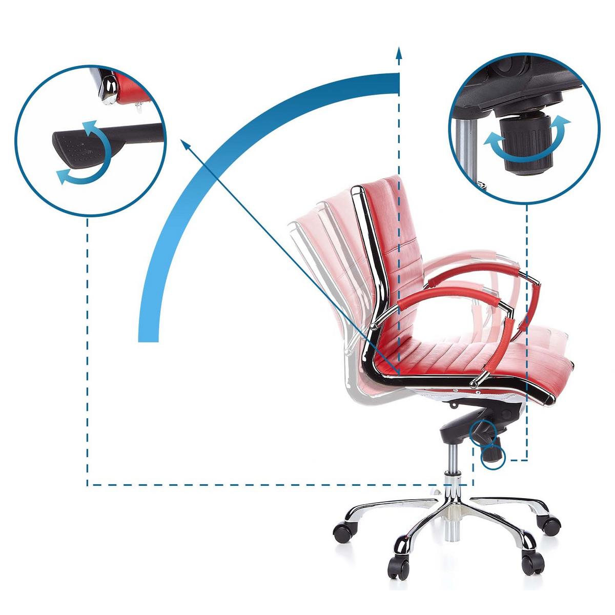 Bürostuhl Parma Mit Wippfunktion Rot Bis 110 Kg - Chromfarben/Rot, MODERN, Leder/Kunststoff (60/111/50cm) - MID.YOU
