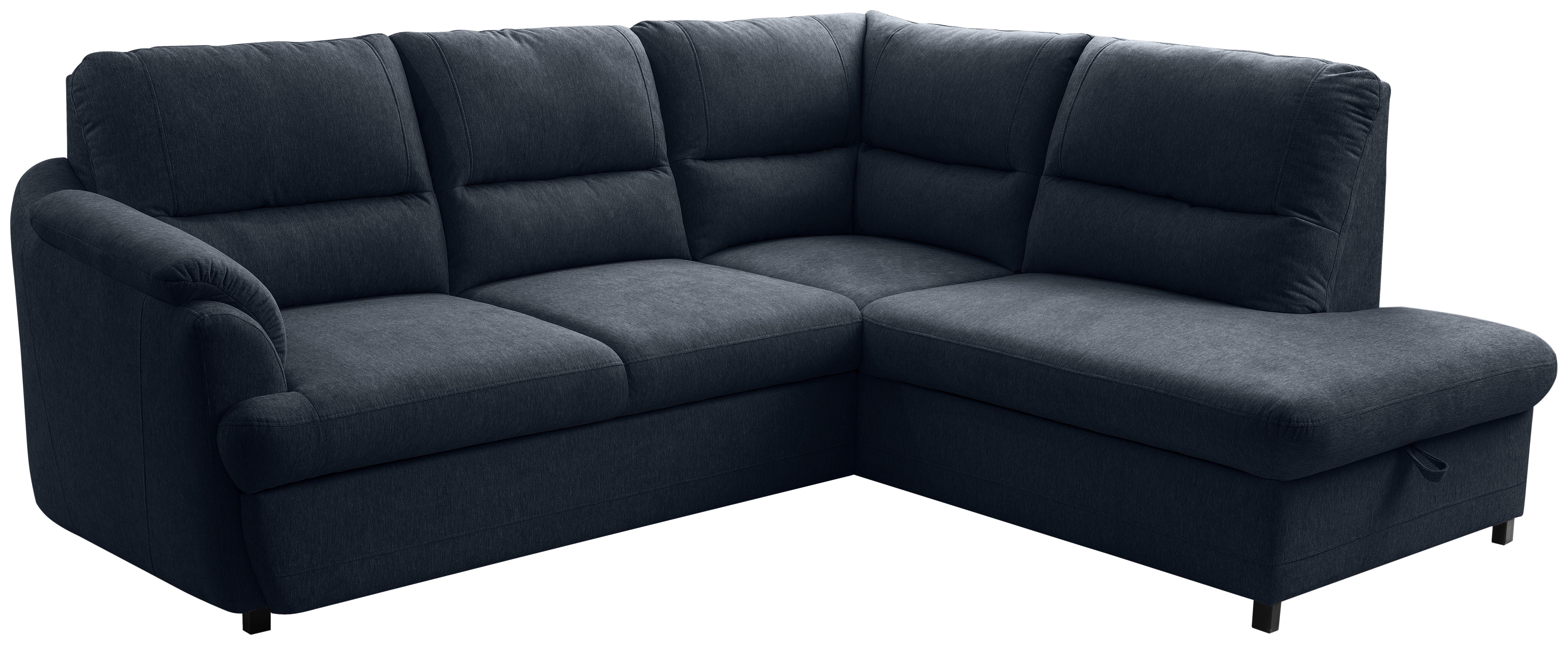 Sedacia súprava GUSTO, pravá, modrá - modrá/čierna, Basics, drevo/textil (240/200cm)