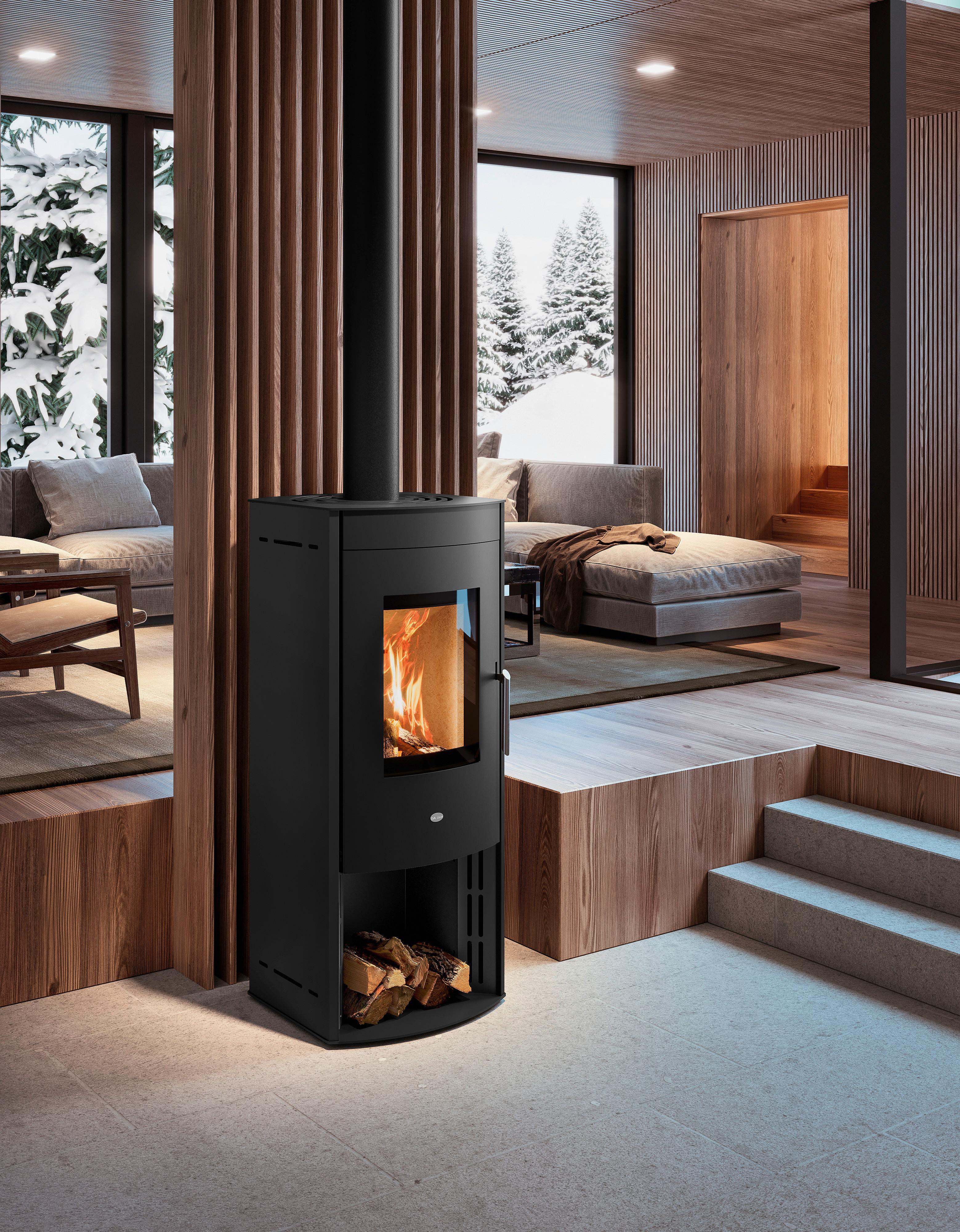 Kaminofen Margherita Schwarz Metall 10,5kw - Schwarz, Basics, Metall (55,9/131,2/56,2cm)