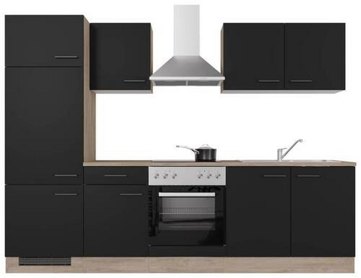 Küchenblock Capri Eiche/schwarz B: 270 Cm - Eichefarben/Schwarz, MODERN, Holzwerkstoff (270cm) - FlexWell