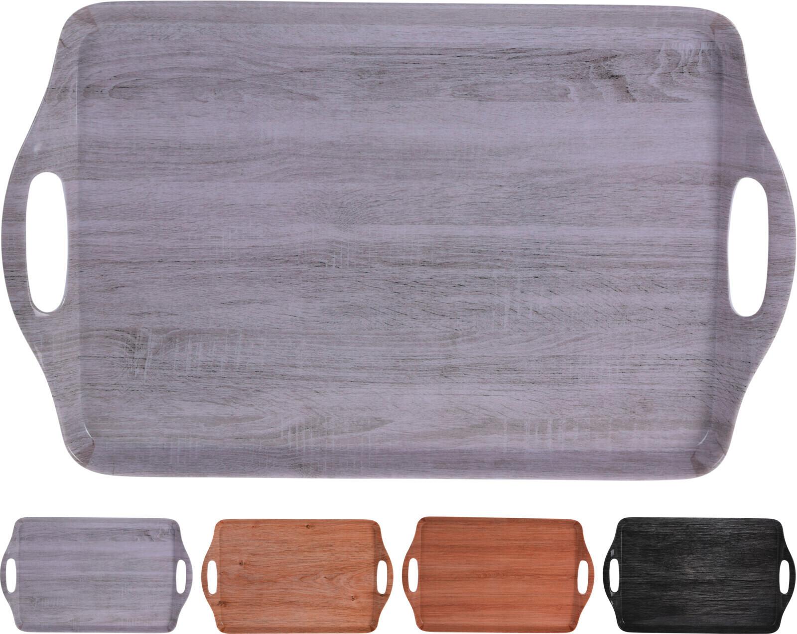 Serviertablett Lina - Anthrazit/Braun, Basics, Kunststoff (45/30,5/2,5cm)