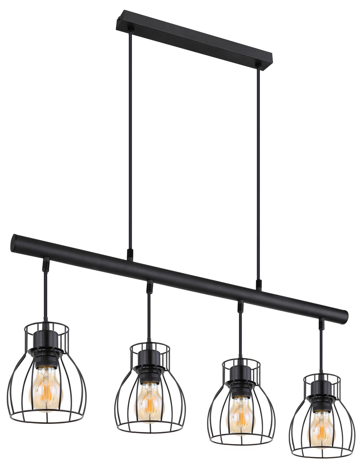 LED-Hängeleuchte 15326-4lm - Schwarz, Trend, Kunststoff/Metall (77/14/120cm) - Globo