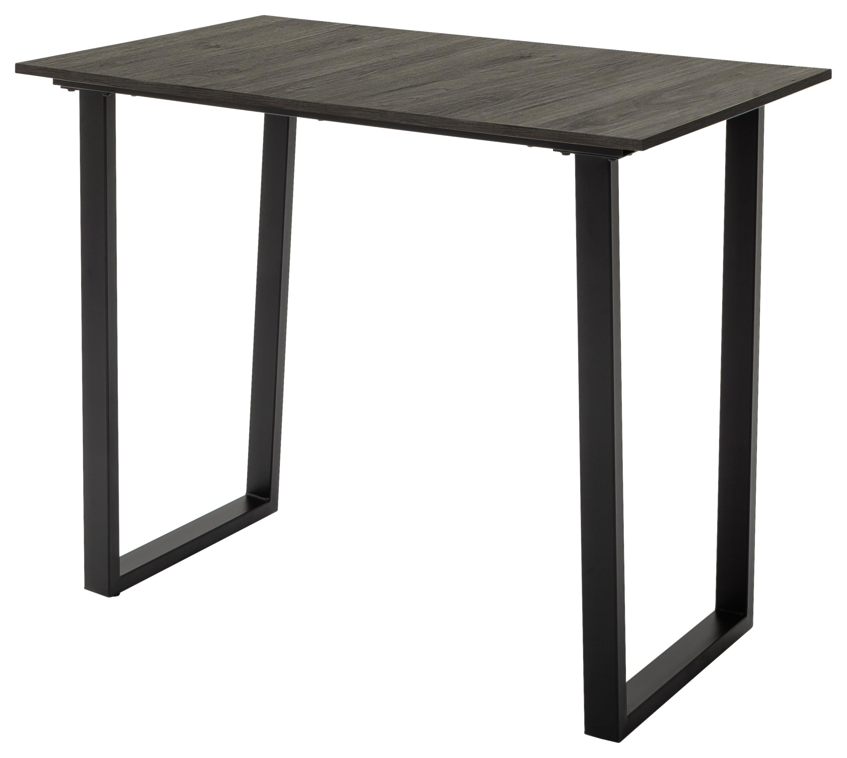 Puristischer Esstisch mit eichefarbener Tischplatte und Länge von ca. 120 cm