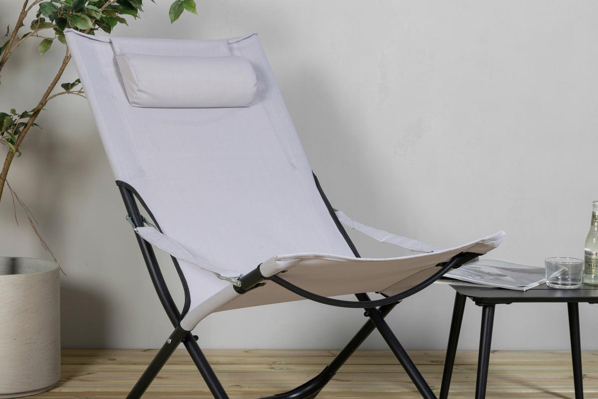 Strandsessel Seville Metall, Textil - Schwarz/Grau, KONVENTIONELL, Textil/Metall (63/89/84cm) - Gardenson