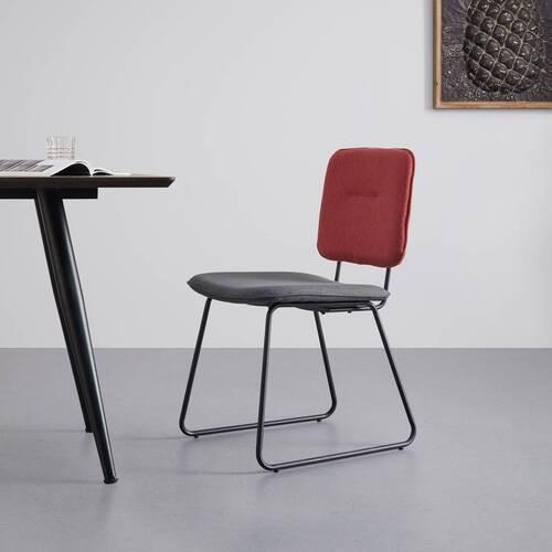 Židle AVA světle šedá, červená - šedá/černá, Moderní, kov/dřevo (49/85/62cm) - Bessagi Home