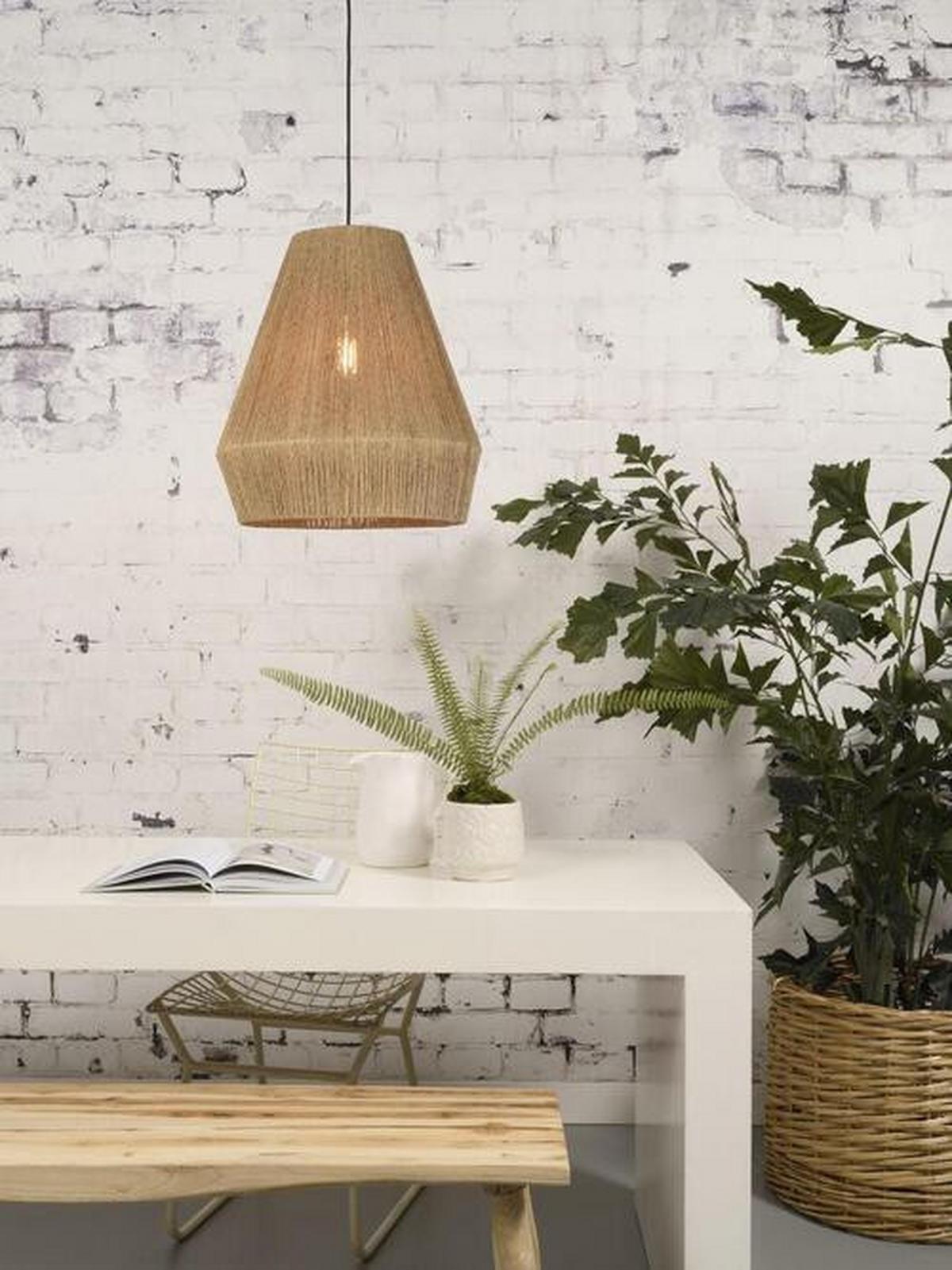 Hängeleuchte Iguazu H: 47 Cm 1-Flammig Höhenverstellbar - Hellbraun/Schwarz, Natur, Naturmaterialien/Kunststoff (40/47cm) - Good & Mojo