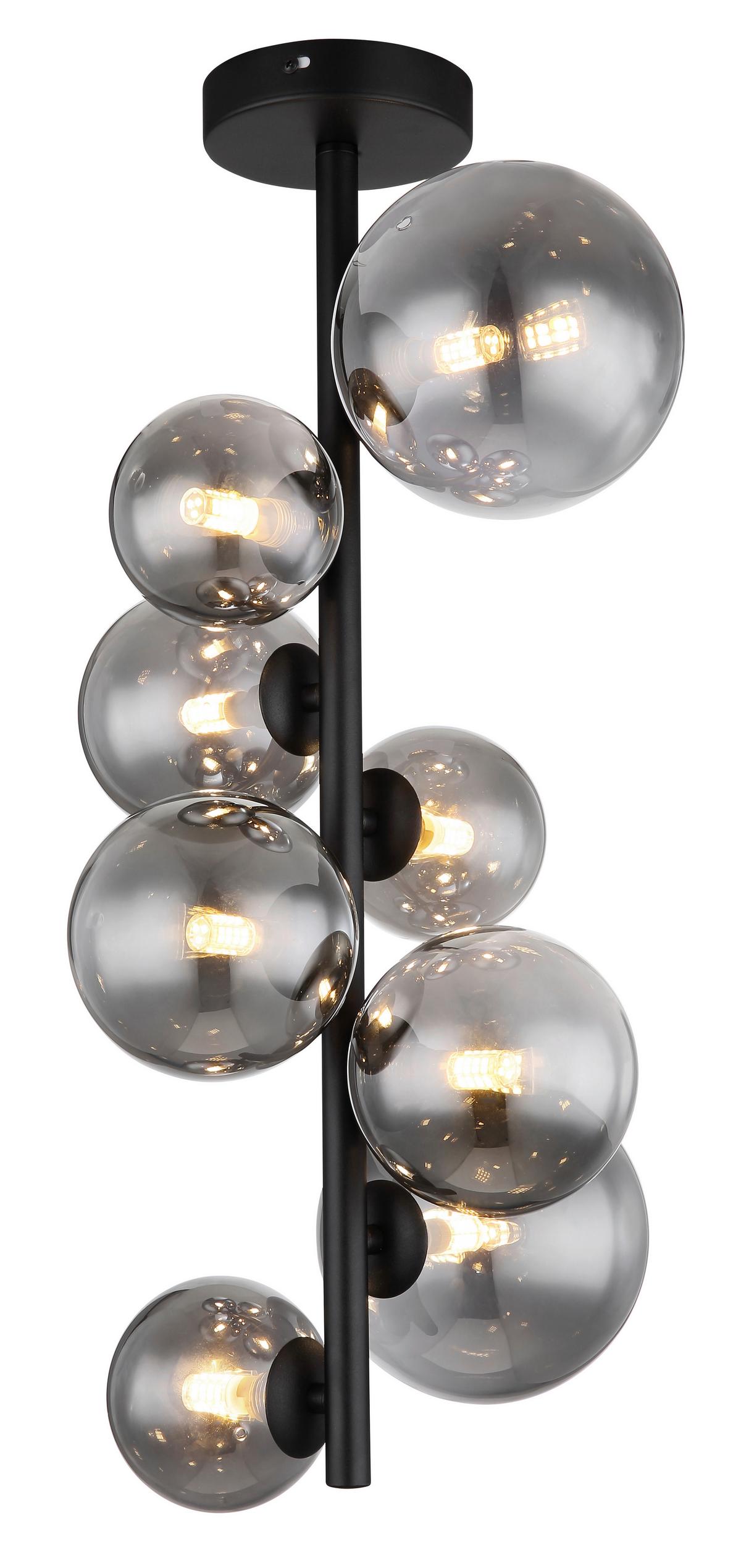 LED-Deckenleuchte 56133-8d - Schwarz, Design, Glas/Metall (28/60cm) - Globo