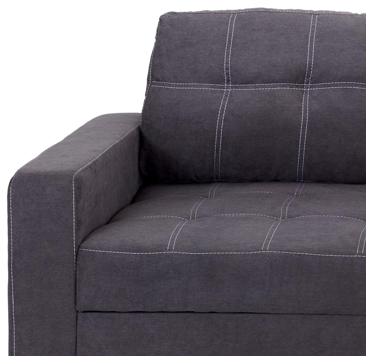 Ecksofa mit Schlaffunktion + Bettkasten Mediolan Dunkelgrau - Dunkelgrau/Schwarz, Design, Textil (240/160cm) - Ondega