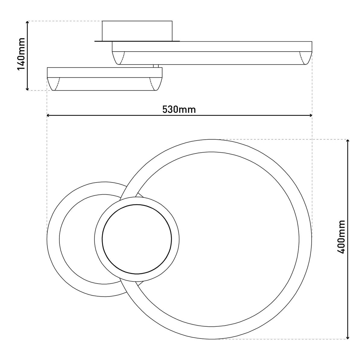 LED-Deckenleuchte 7096922 Circulo - Schwarz/Weiß, KONVENTIONELL, Kunststoff/Metall (53/40/14cm) - Näve