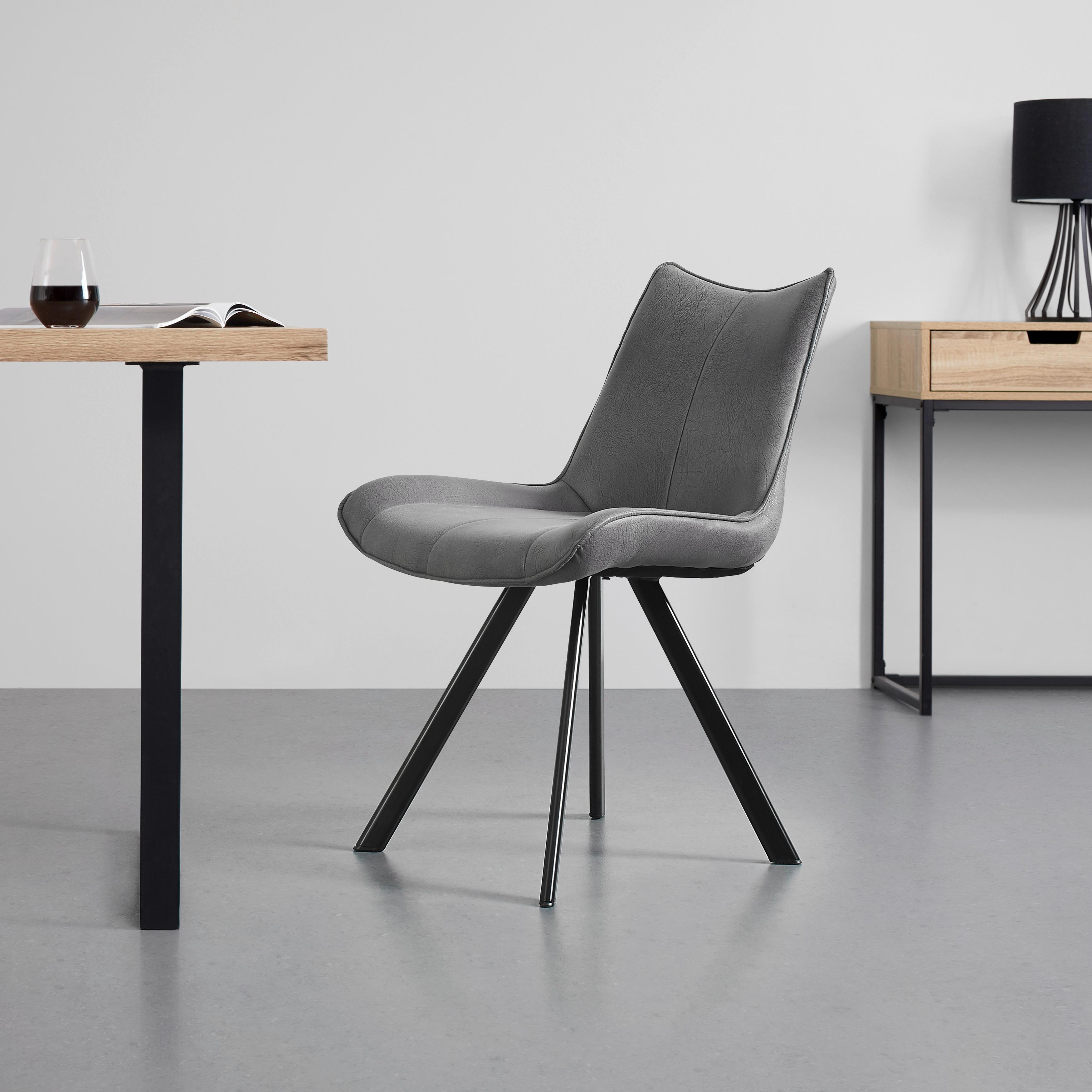 Jídelní Židle Melina - černá/tmavě šedá, Moderní, kov/textil (59/86/56cm) - Bessagi Home