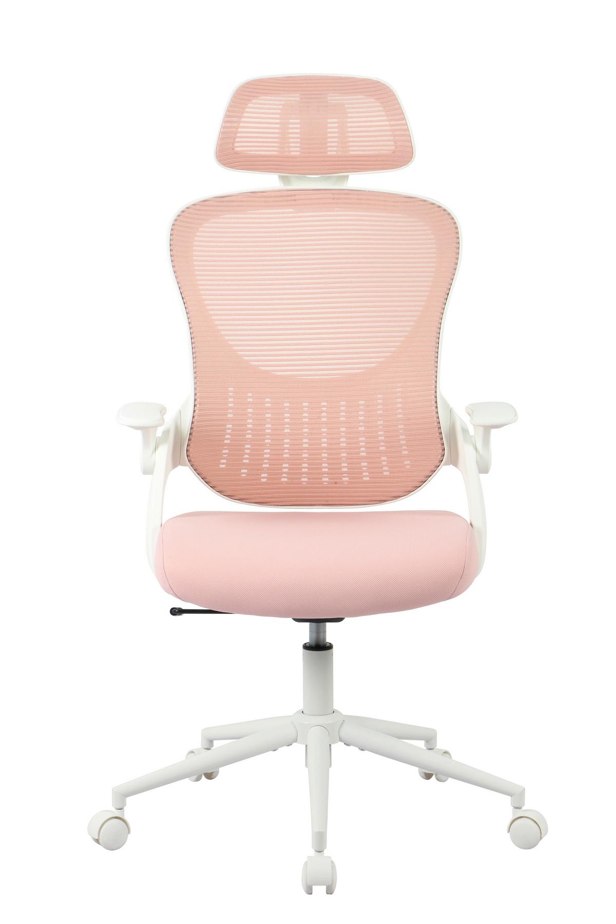 OTOČNÁ ŽIDLE POLLY - bílá/pink, Moderní, kov/textil (68/116-133/64cm) - Mömax
