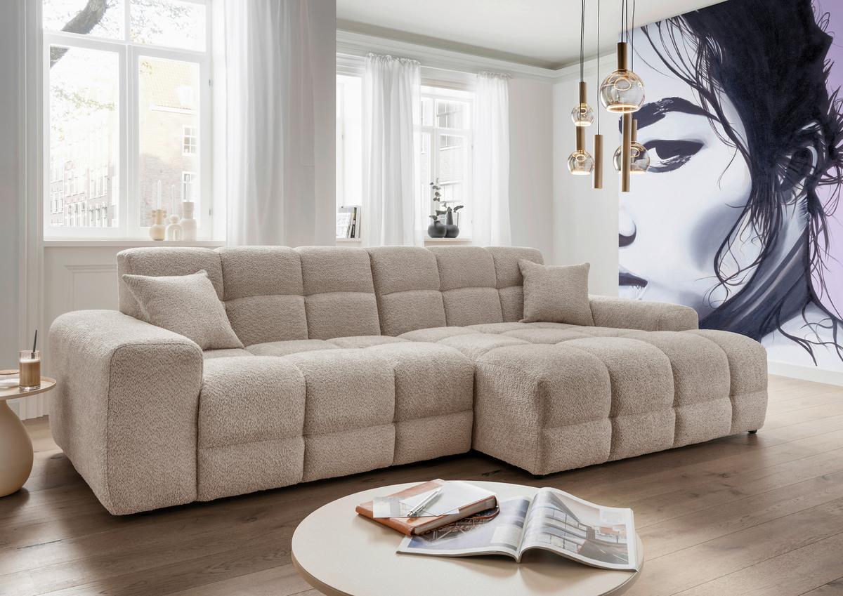 Ecksofa Bosco, Beige S: 301x152 cm - Beige/Schwarz, MODERN, Textil (301/152cm) - Livetastic
