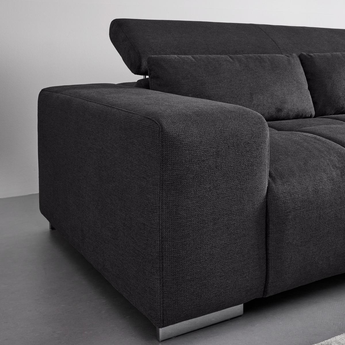 Sedací souprava Orion černá - černá/barvy chromu, Moderní, kov/textil (308/70-88/225cm) - Bessagi Home