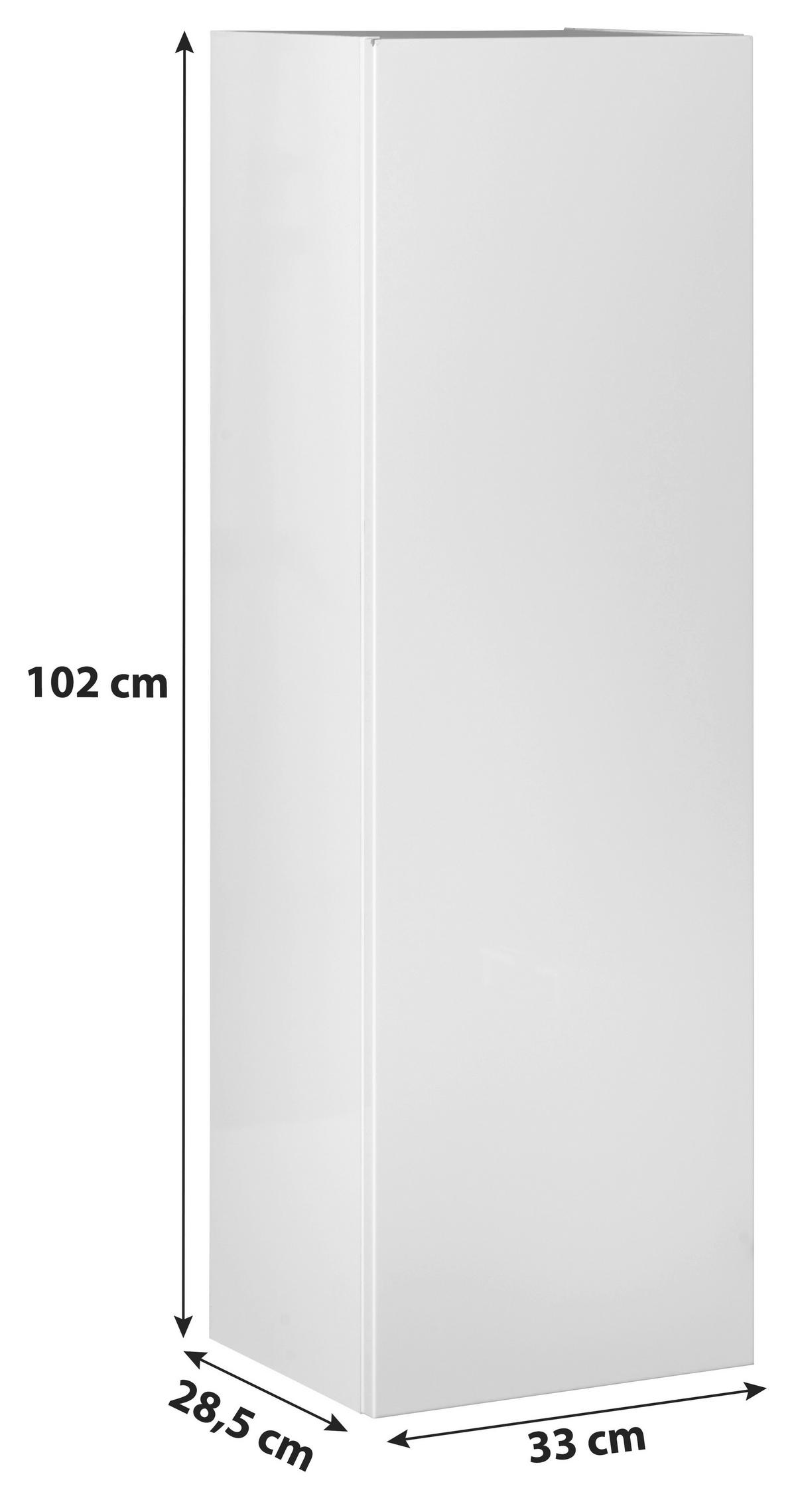 Hängender Midischrank New York B: 33 cm Grau - Grau, MODERN, Glas/Holzwerkstoff (33/102/28,5cm) - MID.YOU