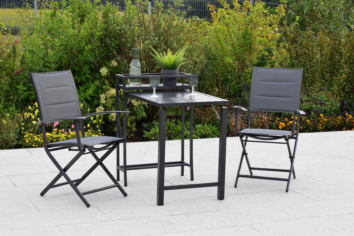 Gartenset Florenz - Graphitfarben/Grau, MODERN, Textil/Metall - Gardenson