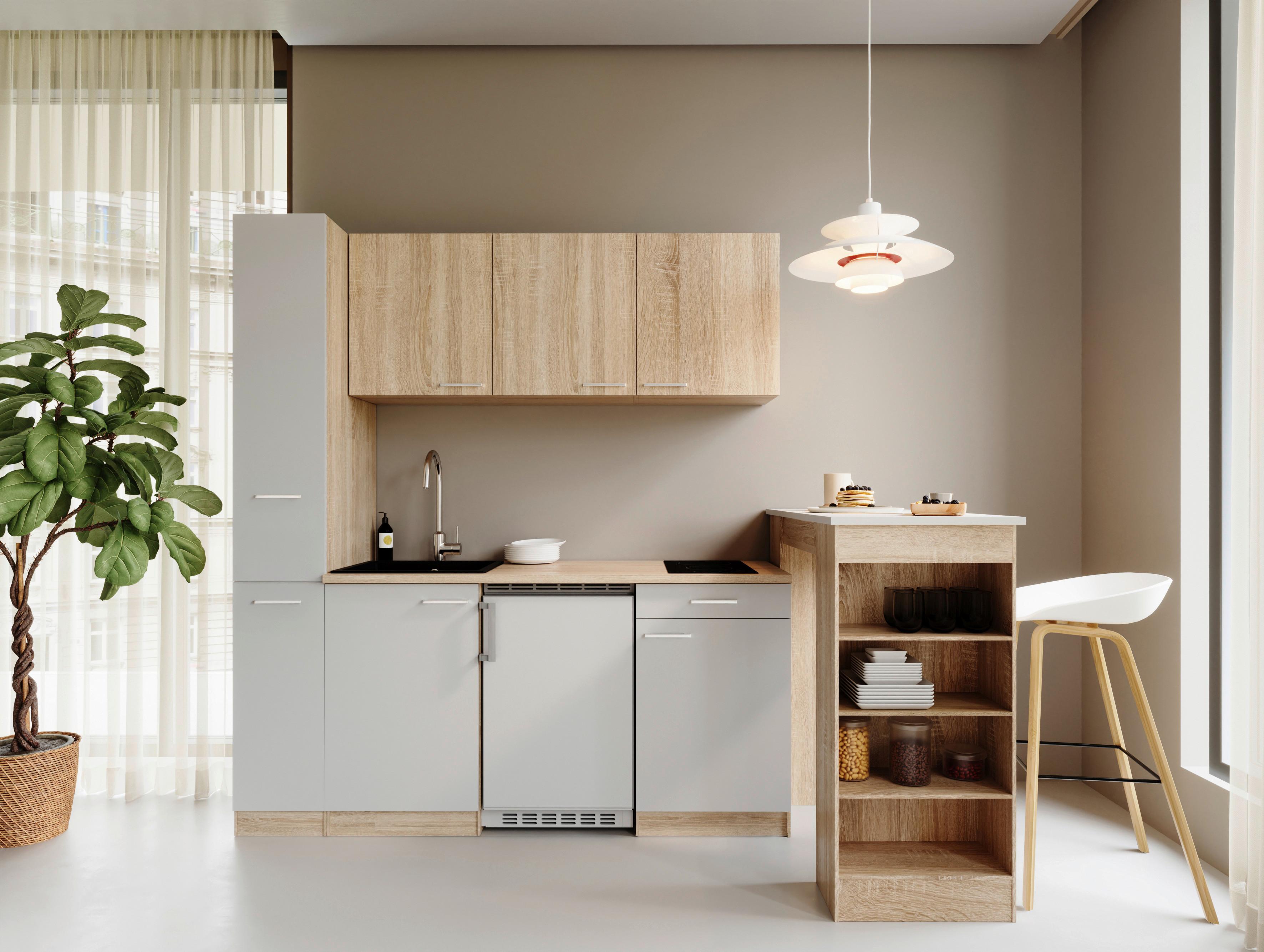 Küchenblock Ingrid Weiß/Eichefarben B: 180cm - Eichefarben/Weiß, Design, Holzwerkstoff (180cm) - Respekta