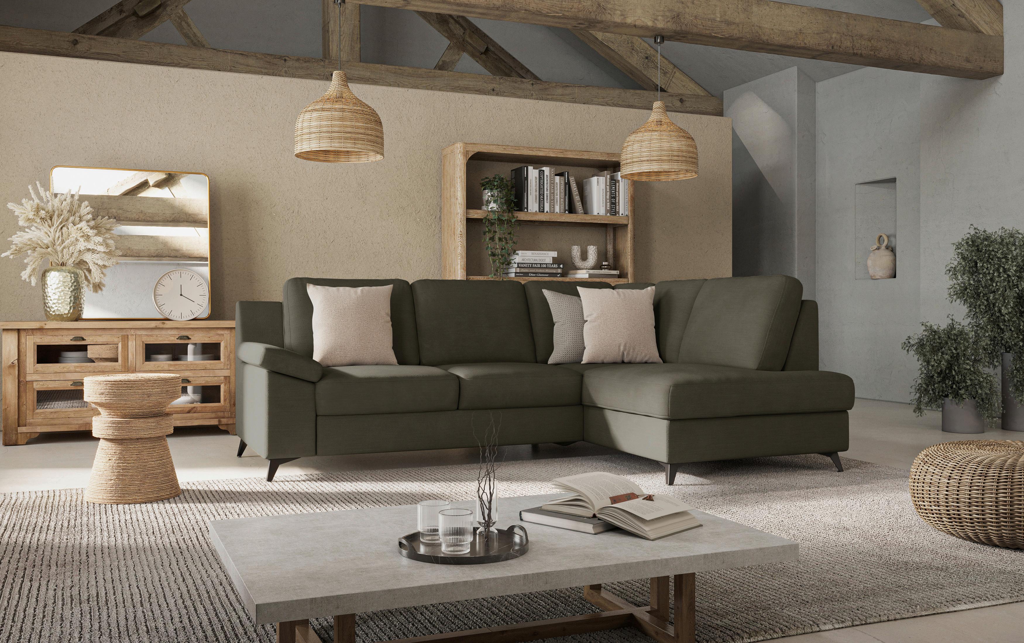 Ecksofa Boom, Dunkelgrün S: 242x170 Cm - Dunkelgrün/Schwarz, KONVENTIONELL, Textil (242/170cm) - Cotta