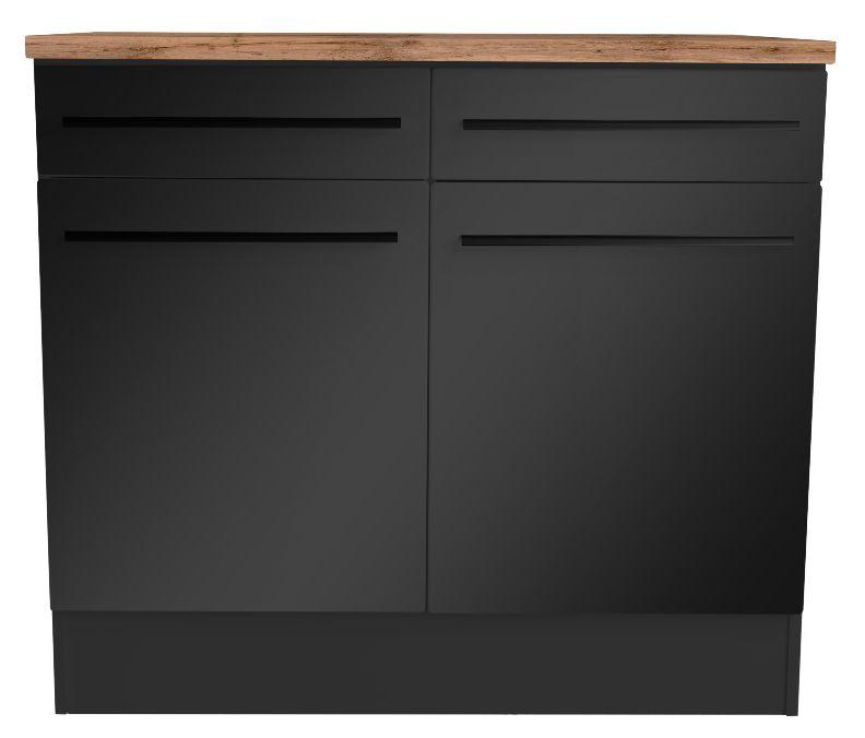 Spodná kuchynská skrinka Jacqueline 100cm - čierna, Modern, kompozitné drevo (100/90/60cm)