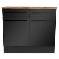 Spodná kuchynská skrinka Jacqueline 100cm - čierna, Modern, kompozitné drevo (100/90/60cm)