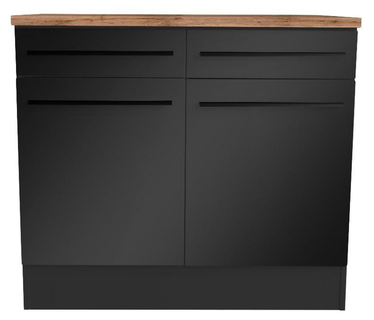 Spodná kuchynská skrinka Jacqueline 100cm - čierna, Modern, kompozitné drevo (100/90/60cm)