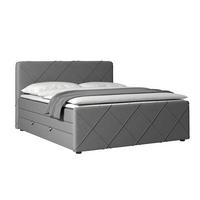 Boxspringbett mit Bettkasten Cordoba, 180x200 cm - Hellgrau/Schwarz, MODERN, Karton/Holz (180/200cm) - MID.YOU