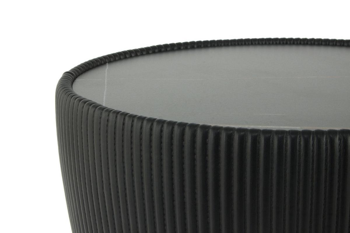 Beistelltisch Jokai 125 Schwarz - Goldfarben/Schwarz, Design, Textil/Stein (47/45cm) - Kayoom