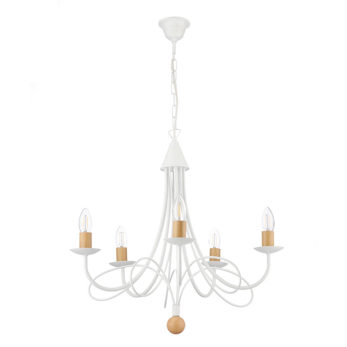 Kronleuchter Milvia Braun Weiß L: 60 cm - Braun/Weiß, KONVENTIONELL, Metall (60/60/110cm)