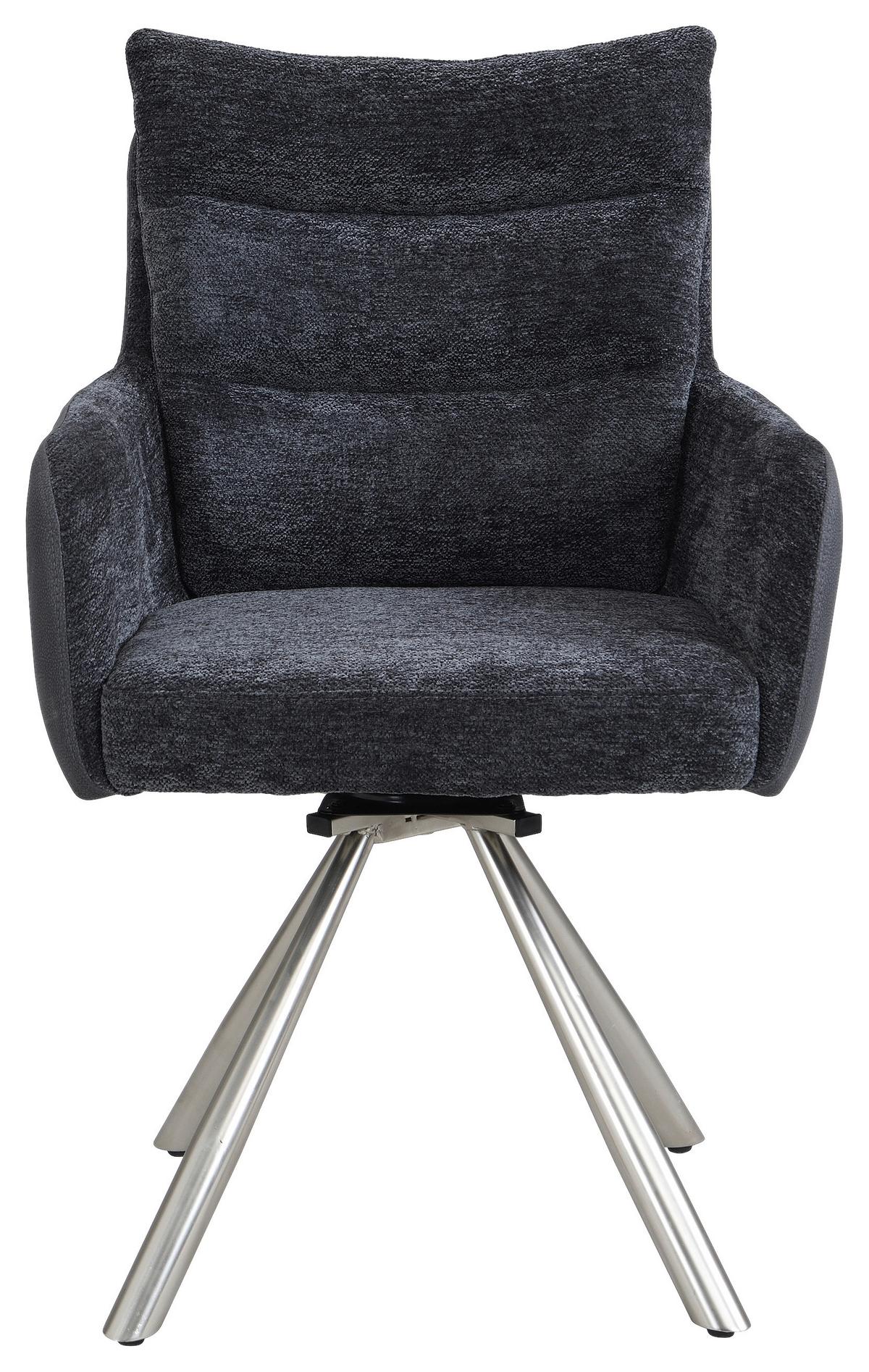 Armlehnstuhl-set Enid Webstoff Anthrazit, B: 60 Cm - Anthrazit/Nickelfarben, KONVENTIONELL, Textil/Metall (60/92/65cm) - Livetastic