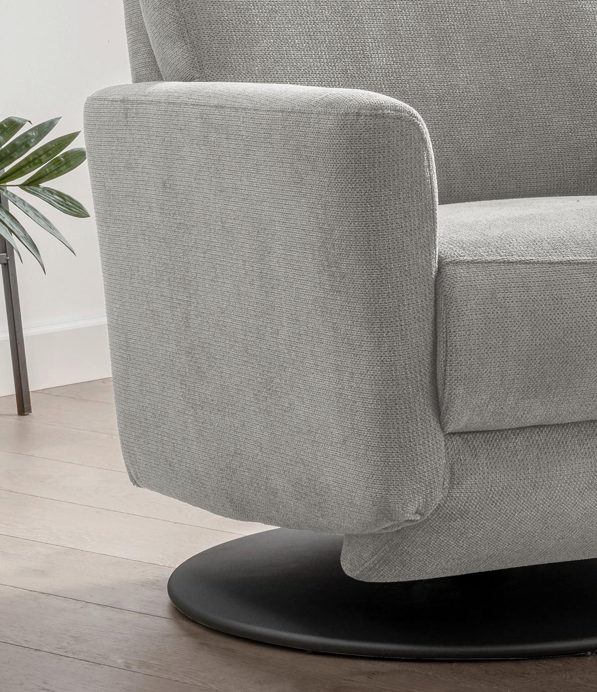 Relaxsessel Centrale T: 87-154 Cm, Silberfarben - Silberfarben/Schwarz, MODERN, Textil (77/105/87-154cm) - Livetastic