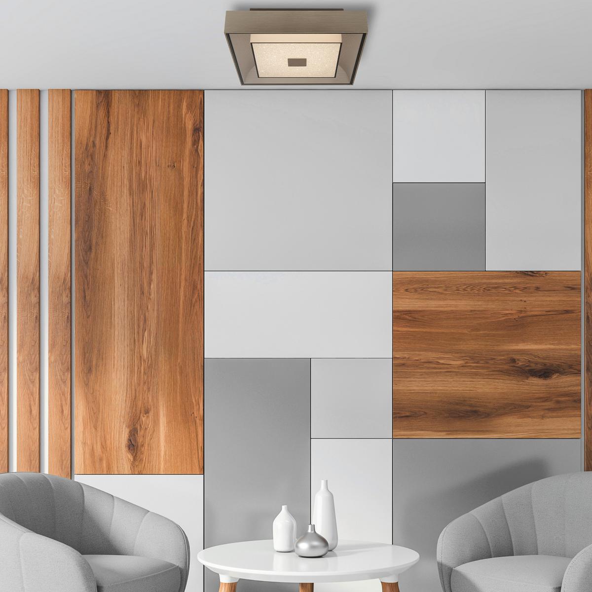 Led-deckenleuchte 8674ss - Silberfarben, Design, Glas/Metall (34/34/10cm)