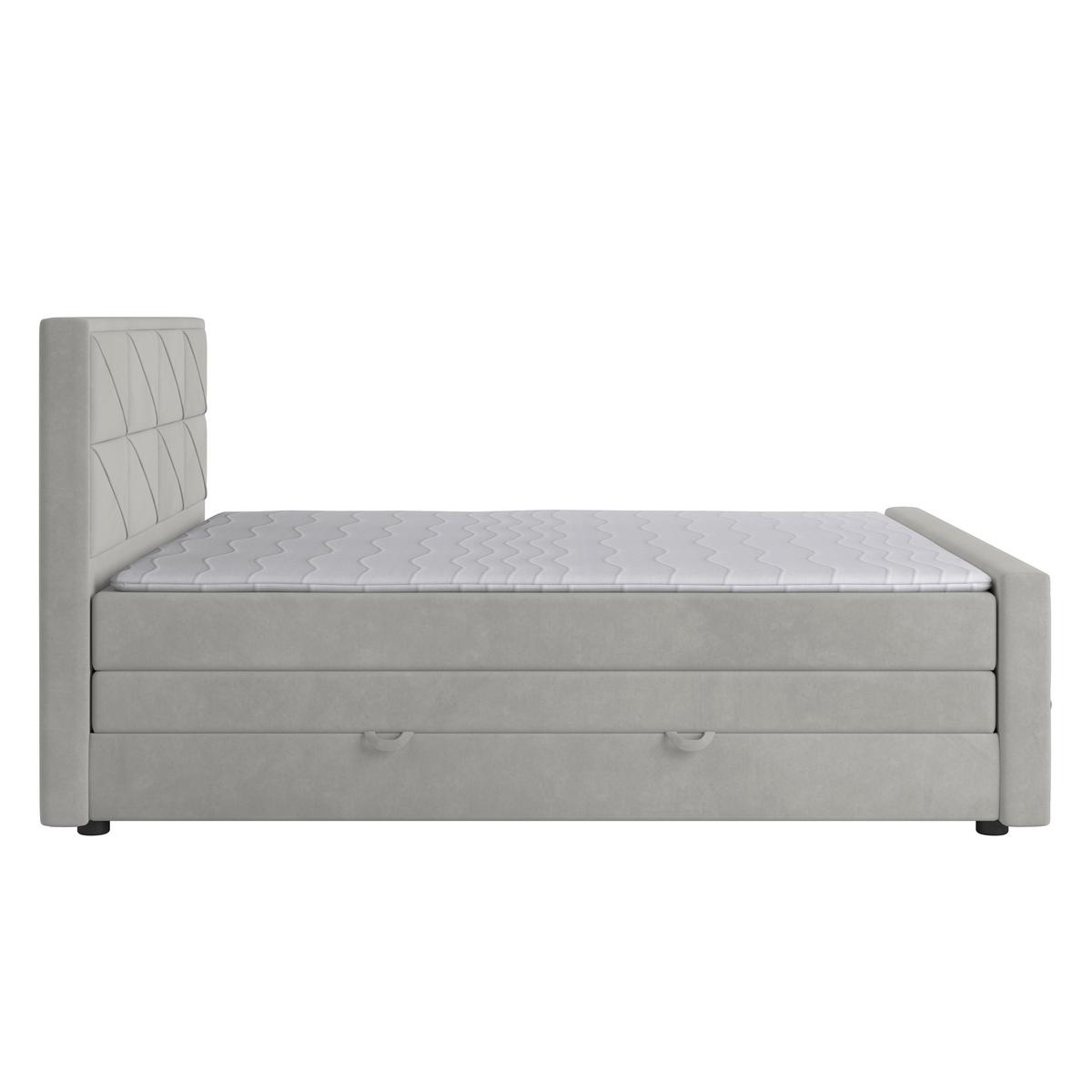 Boxspringbett mit Bettkasten Helsinki 180x200 cm Hellgrau - Hellgrau/Schwarz, MODERN, Karton/Holzwerkstoff (180/200cm) - MID.YOU