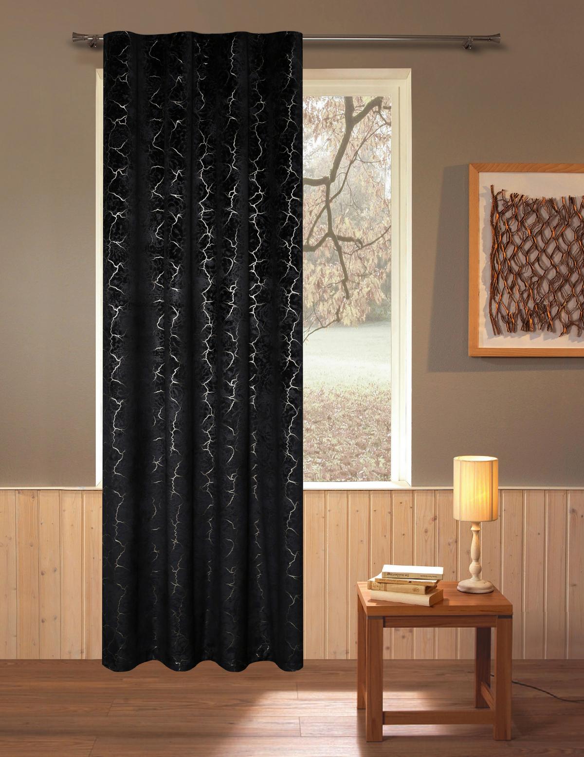 Fertigvorhang Rikka - Schwarz, ROMANTIK / LANDHAUS, Textil (140/245cm) - James Wood