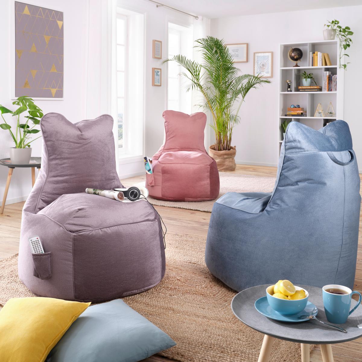 Sedací vak CORTONA SAMT sivá - šedá, textil (75/95/65cm) - Modern Living