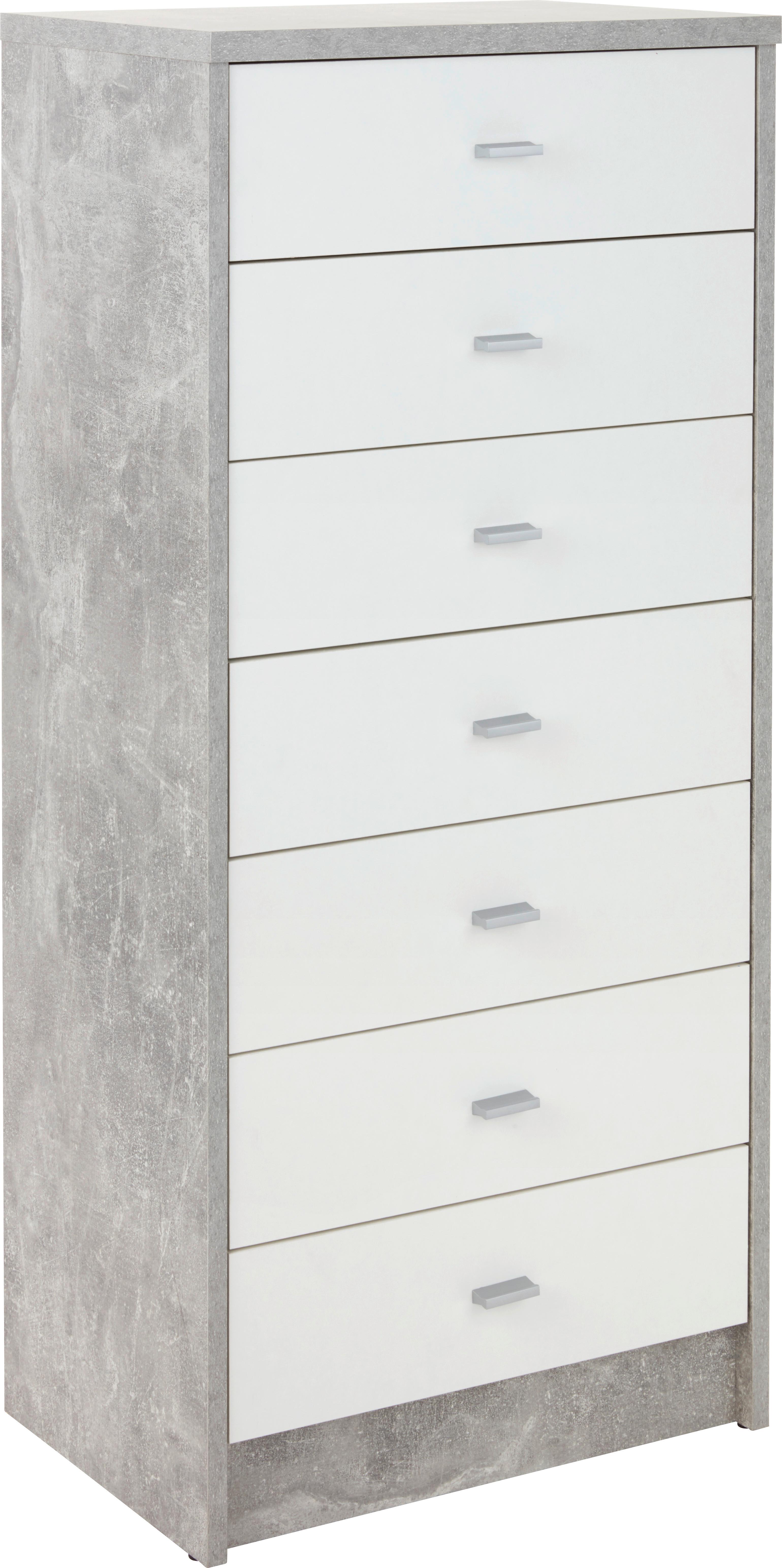 Kommode B 50cm 4-You New, Beton Optik/Weiß - Weiß/Grau, MODERN, Holzwerkstoff (50/111,4/34,6cm)