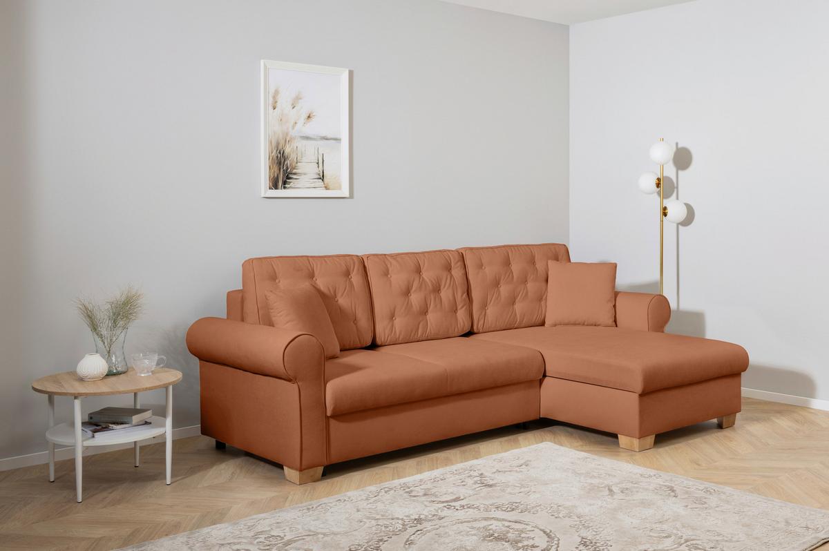 Ecksofa Arles Rostfarben 56 S: 266x161 Cm - Rostfarben/Buchefarben, Design, Textil (266/161cm) - MID.YOU