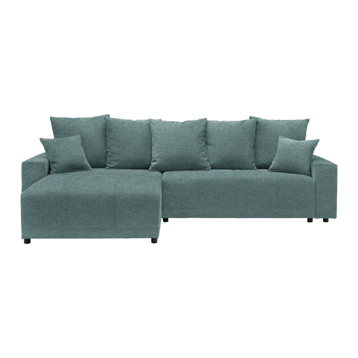 Rohová sedačka ALATRI, oboust.,petrolejová,s polštáři - petrolej/černá, Moderní, textil/plast (289/90/176cm) - Based