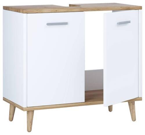 Waschbeckenunterschrank Landos B: 60 cm Weiß/Honigeiche