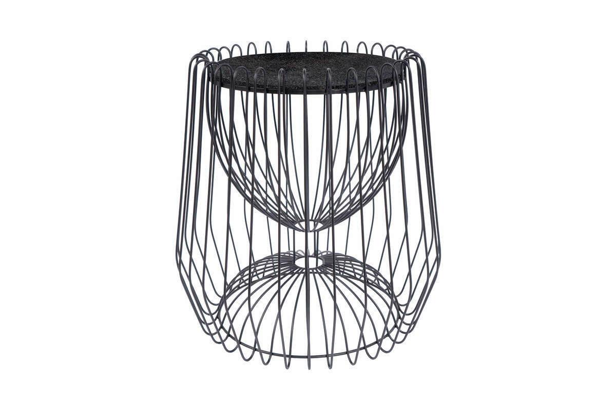 Beistelltisch Malibu Schwarz - Schwarz, Basics, Stein/Metall (50/50/51cm) - Kayoom