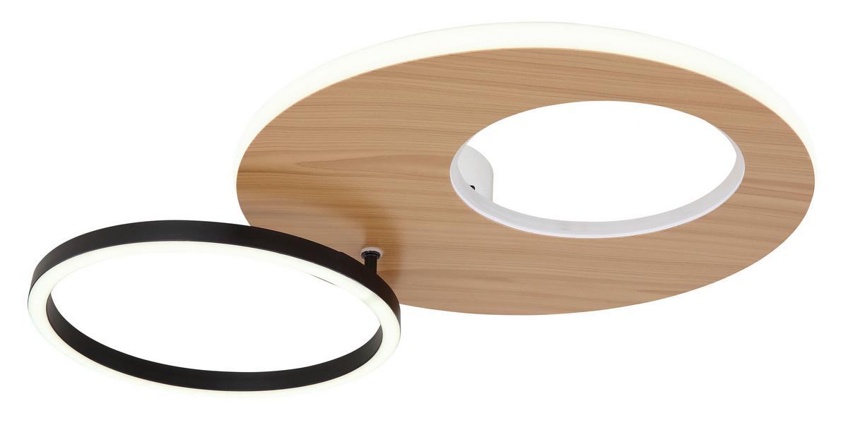 LED-Deckenleuchte 67285-21 - Dunkelbraun/Opal, Design, Holzwerkstoff/Kunststoff (61,2/40/10,5cm) - Globo