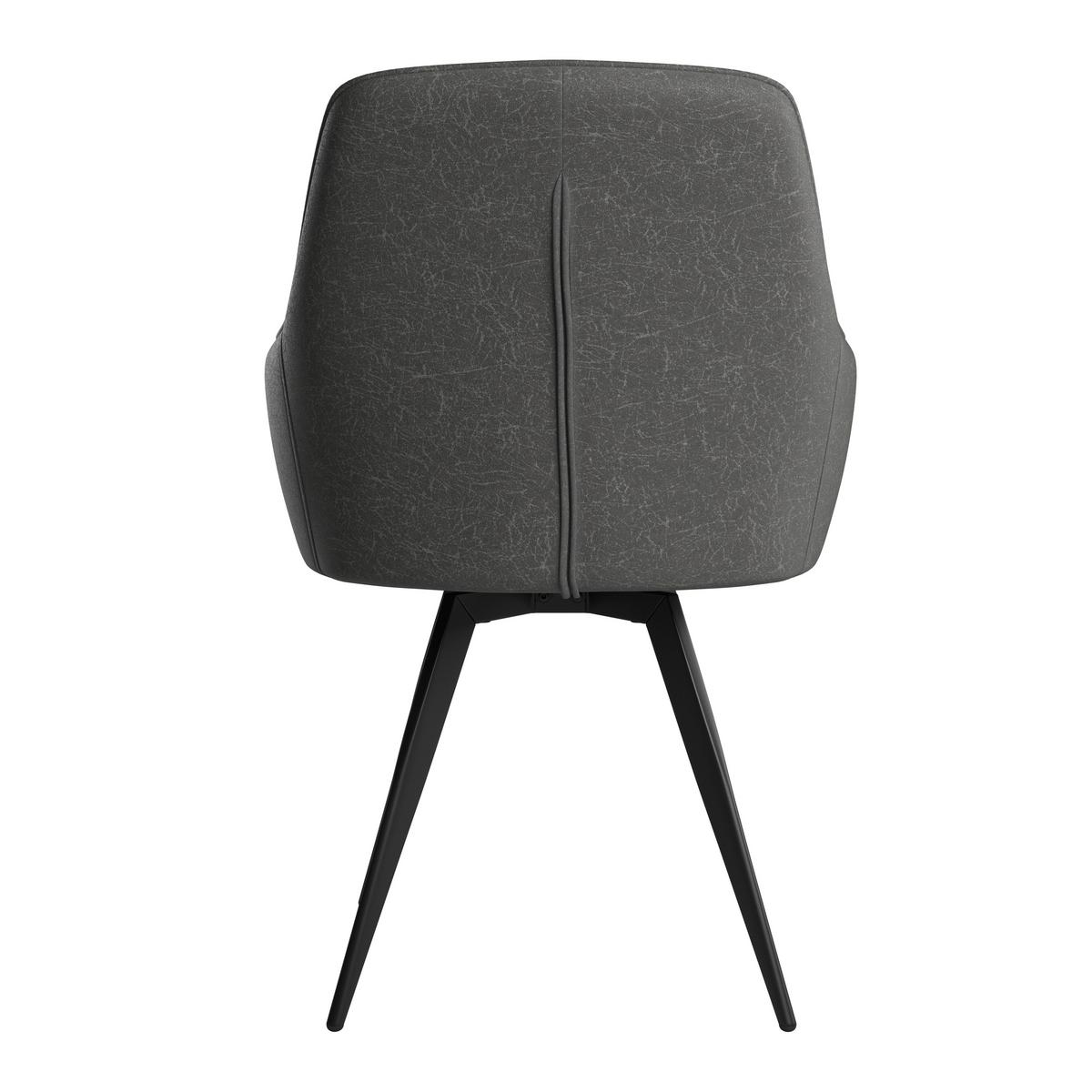 Stuhl Bella Webstoff Grau, 360° drehbar - Schwarz/Grau, KONVENTIONELL, Textil/Metall (63/90/61cm)