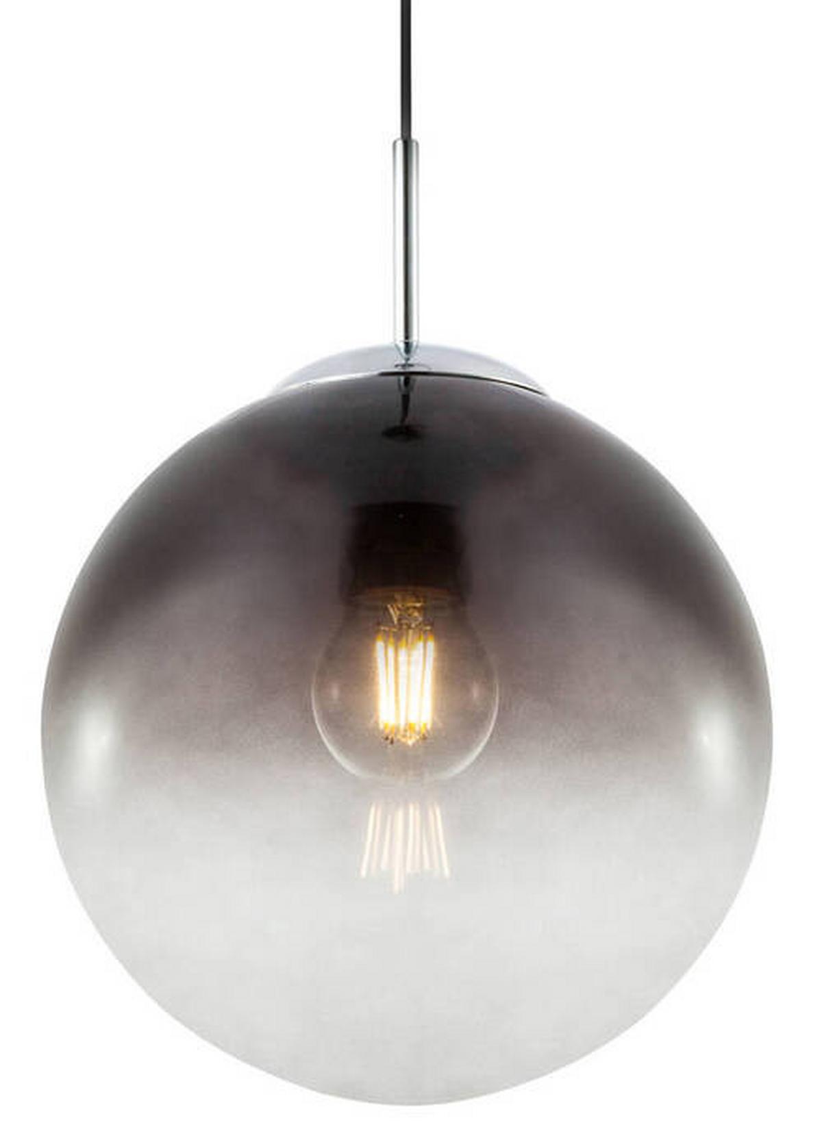 Hängeleuchte H: 120 cm 1-Flammig mit Rauchglas - Chromfarben/Grau, Basics, Glas/Metall (25/120cm) - Globo