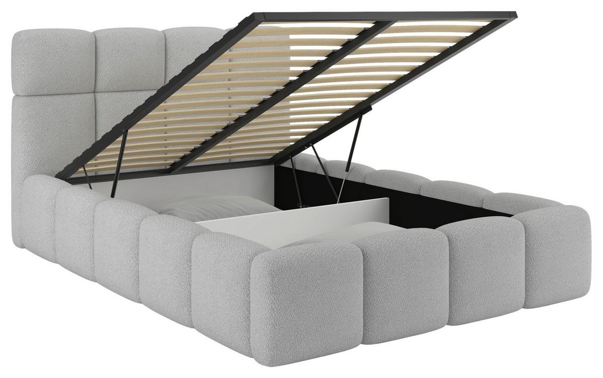 Polsterbett Cloudy Silberfarben, Lf: 140x200 Cm - Silberfarben/Grau, Trend, Holz/Holzwerkstoff (140/200cm) - Luca Bessoni