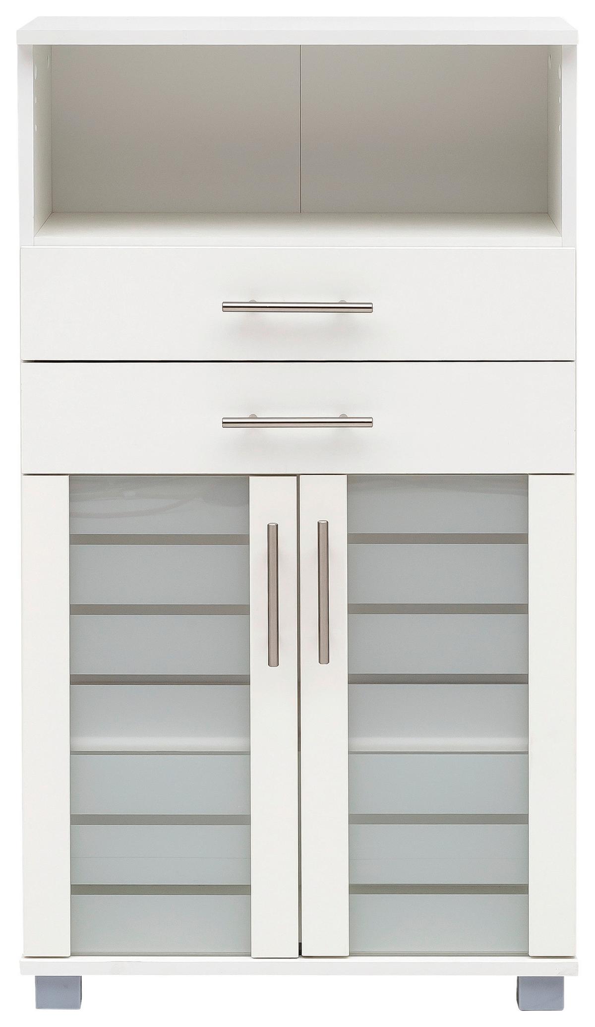 Midischrank Niko Weiß B: 59,8cm - Silberfarben/Weiß, MODERN, Glas/Holzwerkstoff (59,8/110,5/32,6cm) - MID.YOU