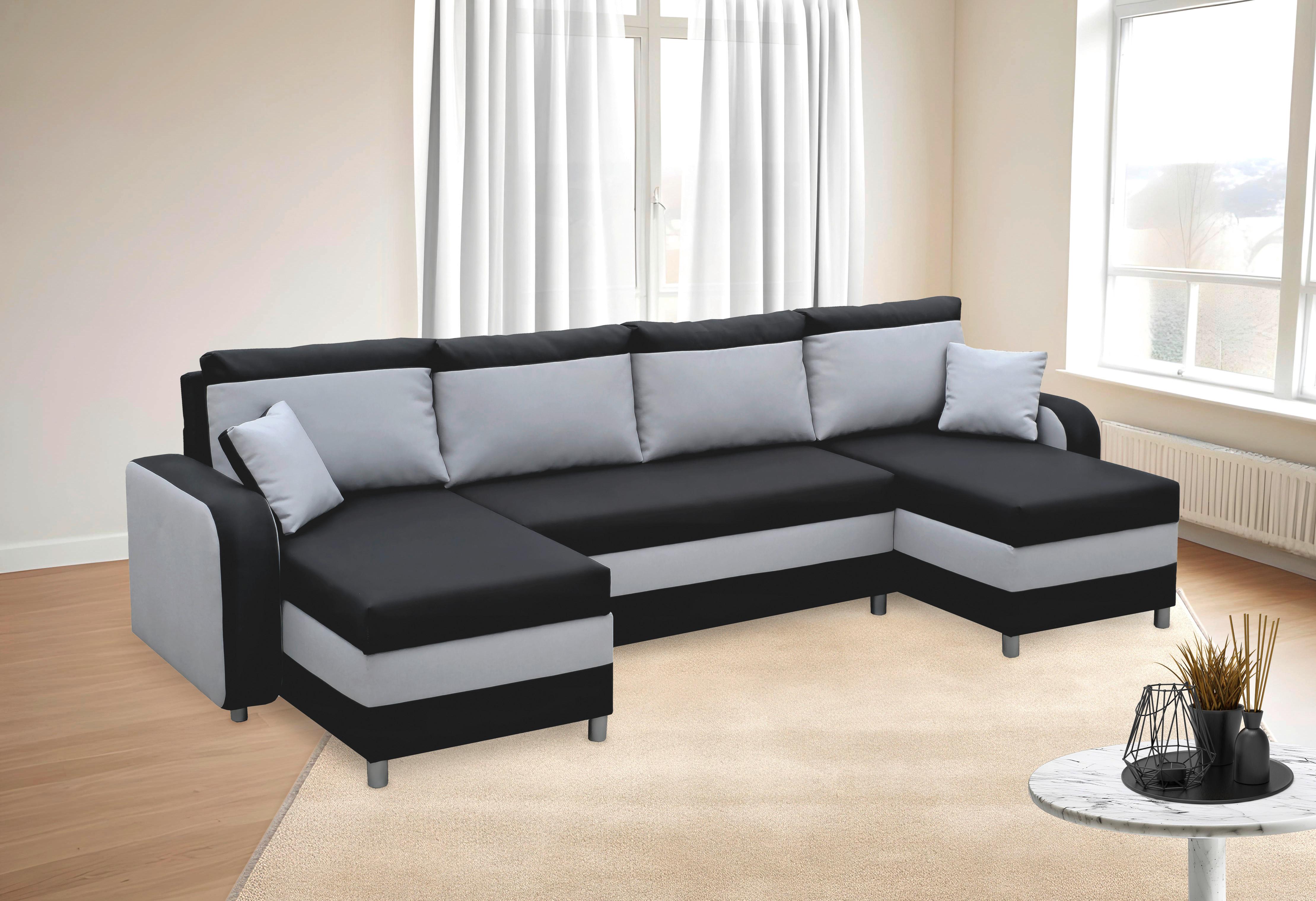 Sarokgarnitúra Liza - világosszürke/fekete, Romantik / Landhaus (310/93/140cm) - Best Price