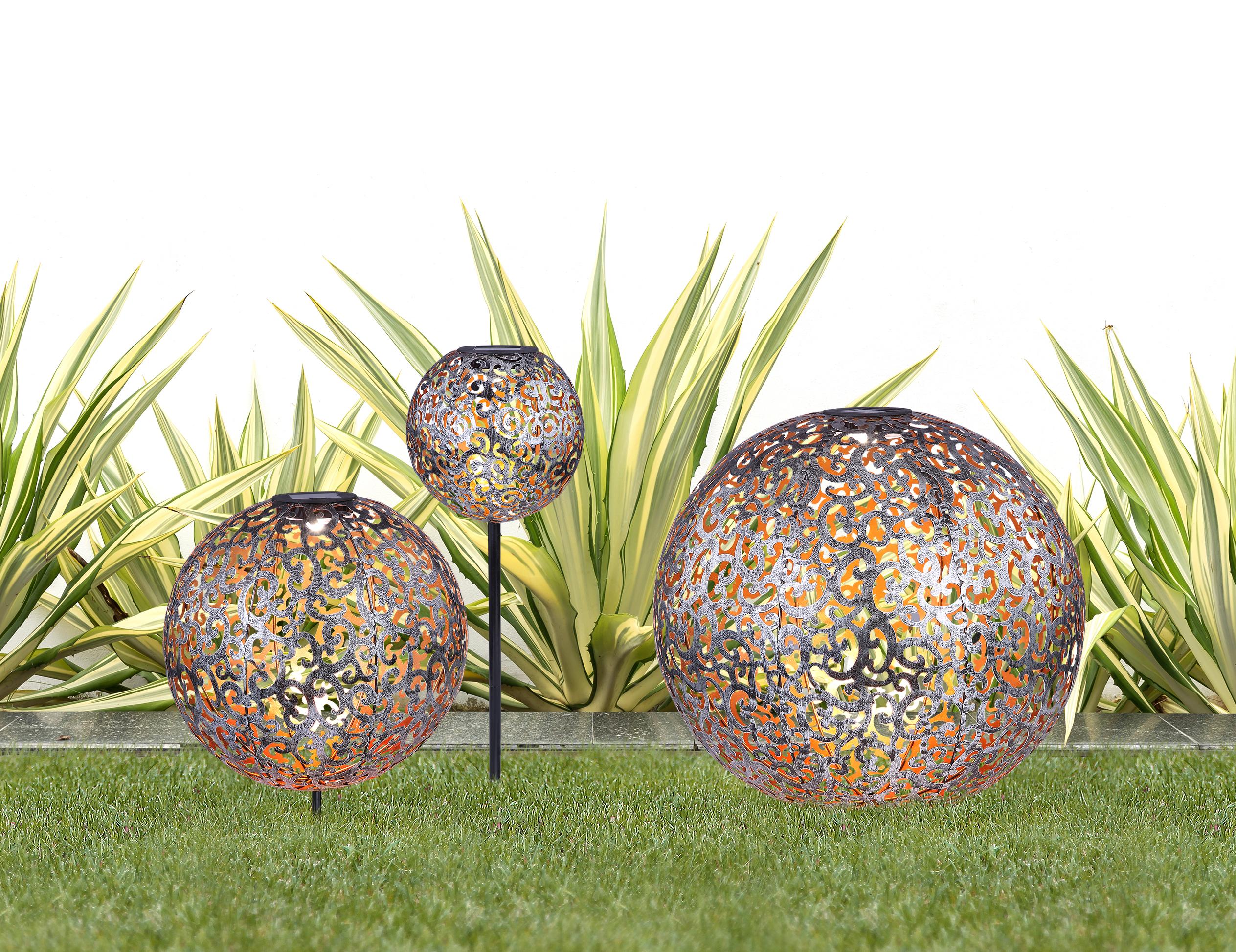 Solarleuchte Silber Solar 1xled Warmweiß H: 40 cm - Silberfarben, Basics, Metall (28,5/40cm) - Globo
