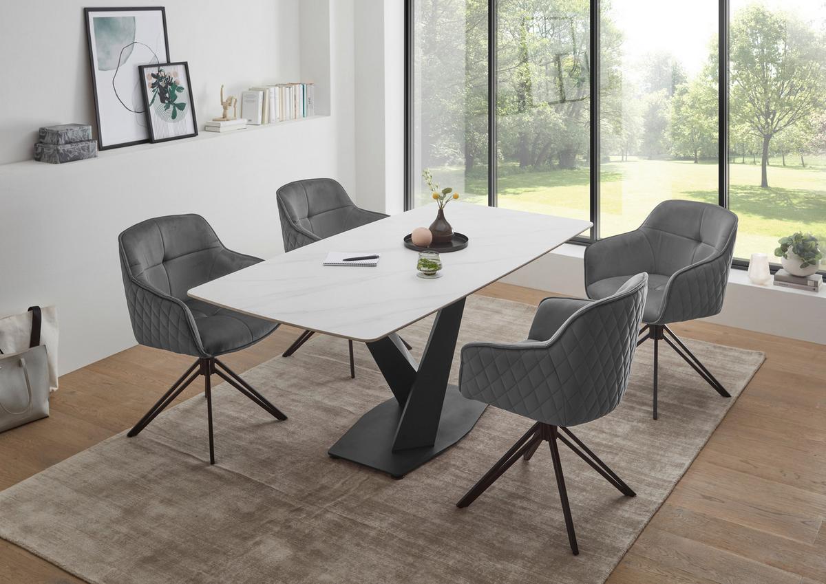 Židle s područkami EMMA, sivá - šedá/černá, Moderní, kov/textil (59/82/62cm) - MID.YOU