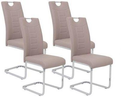 Schwingstuhl Ruby S Cappuccino Gepolstert 4er-Set - Chromfarben/Weiß, MODERN, Textil/Metall (44/104/57,5cm) - MID.YOU